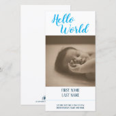 hallo Wereldgeboorteaankondiging met foto (Voorkant / Achterkant)