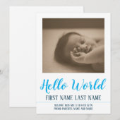 hallo Wereldgeboorteaankondiging met foto (Voorkant / Achterkant)