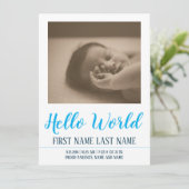 hallo Wereldgeboorteaankondiging met foto (Staand voorkant)