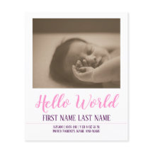hallo Wereldgeboorteaankondiging met foto