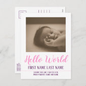 hallo Wereldgeboorteaankondiging met foto Feestdagenkaart (Voorkant / Achterkant)