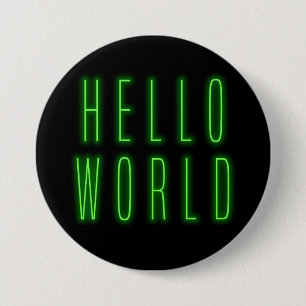 hallo Wereldgloeiende neonplaat Ronde Button 7,6 Cm