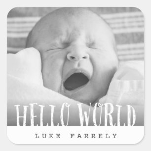 HALLO WERELDWIJD VIERKANTE STICKER