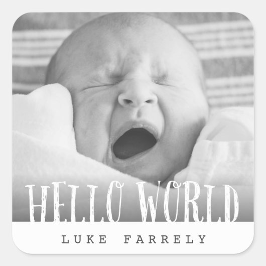 HALLO WERELDWIJD VIERKANTE STICKER (Voorkant)