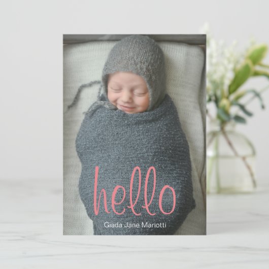 hallo Wereldwijde Baby Aankondiging (Staand voorkant)