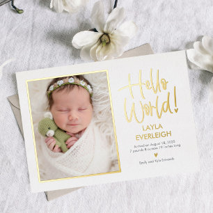 hallo Wereldwijde Baby geboorte bekendmaking Folie Feestdagenkaart