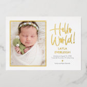 hallo Wereldwijde Baby geboorte bekendmaking Folie Folie Feestdagenkaart (Voorkant)