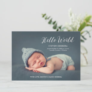 hallo Wereldwijde Bekleding met Floral Decor Baby Aankondiging
