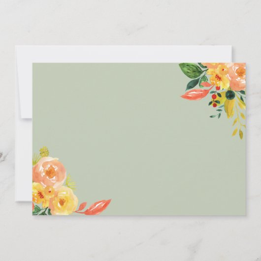 hallo Wereldwijde Bekleding met Floral Decor Baby  Aankondiging (Achterkant)