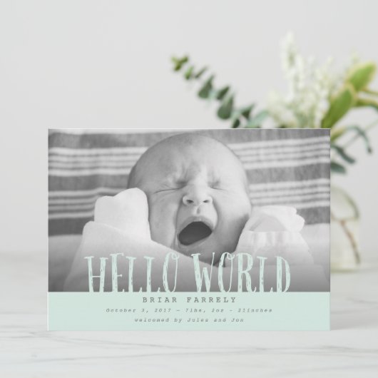 hallo wereldwolkenmint aankondiging (Staand voorkant)