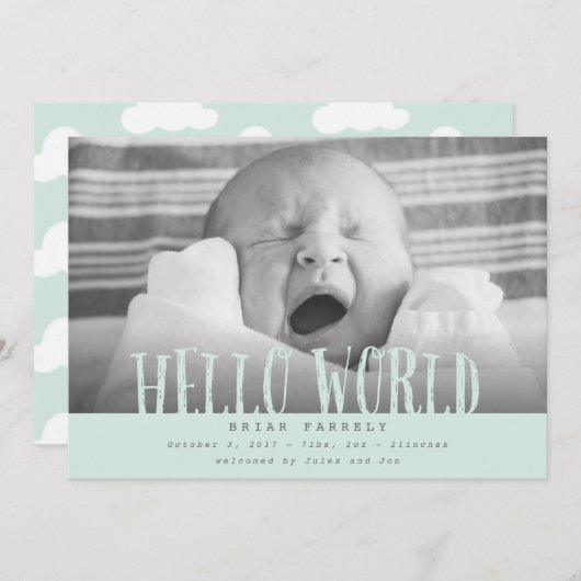 hallo wereldwolkenmint aankondiging (Voorkant / Achterkant)