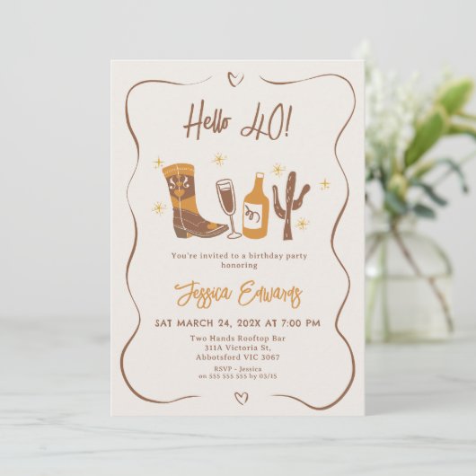 Hallo Whimsical Boots Champagne 40 Verjaardag Kaart (Staand voorkant)