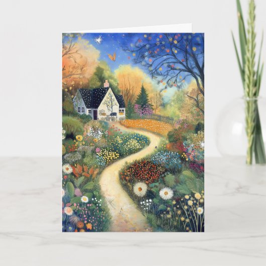 Hallo Whimsical Country Cottage Scene Kaart (Voorkant)