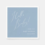 Hallo Whimsical Dusty Blue Baby shower servetten (Voorkant)