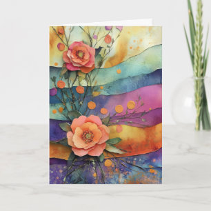 Hallo Whimsical Eigenzinnige papieren bloemen Kaart