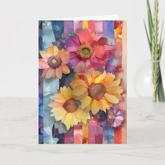 Hallo Whimsical Eigenzinnige papieren bloemen Kaart (Voorkant)