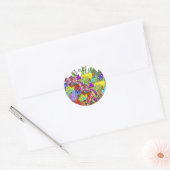 Hallo Whimsical en Kleurrijk Bloemassortiment Ronde Sticker (Envelop)