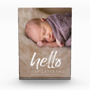 hallo Whimsical-geborsteld lettering met Baby Foto