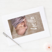 hallo Whimsical-geborsteld lettering met Baby Foto Rechthoekige Sticker (Envelop)