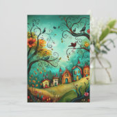 Hallo Whimsical huizen illustratie stijl Kaart (Staand voorkant)