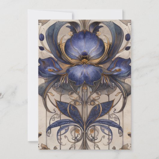 Hallo Whimsical Iris Type Bloem Illustratie Kaart (Voorkant)