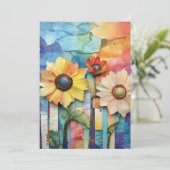 Hallo Whimsical Quirky Daisy Type Bloemen Kaart (Staand voorkant)