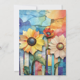 Hallo Whimsical Quirky Daisy Type Bloemen Kaart