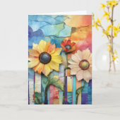 Hallo Whimsical Quirky Daisy Type Bloemen Kaart (Gele Bloem)