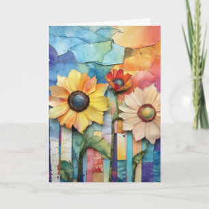 Hallo Whimsical Quirky Daisy Type Bloemen Kaart