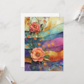 Hallo Whimsical Quirky Paper Flowers Kaart (Voorkant / Achterkant in situ)