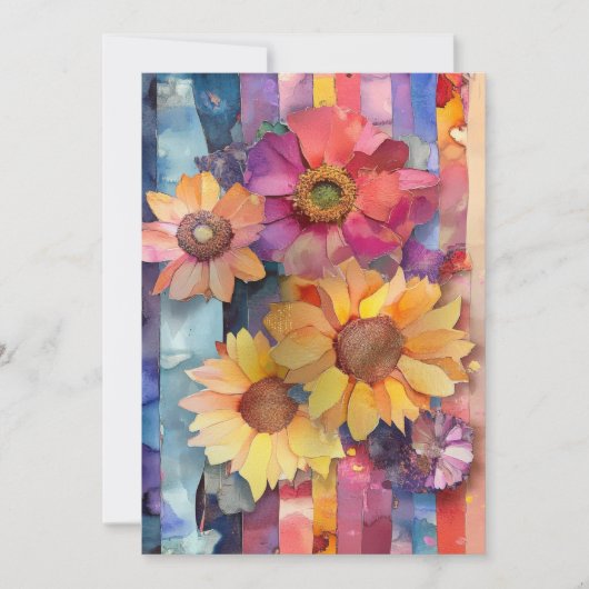 Hallo Whimsical Quirky Paper Flowers Kaart (Voorkant)