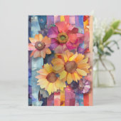 Hallo Whimsical Quirky Paper Flowers Kaart (Staand voorkant)