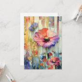 Hallo Whimsical Quirky Poppy Type Bloemen Kaart (Voorkant / Achterkant in situ)