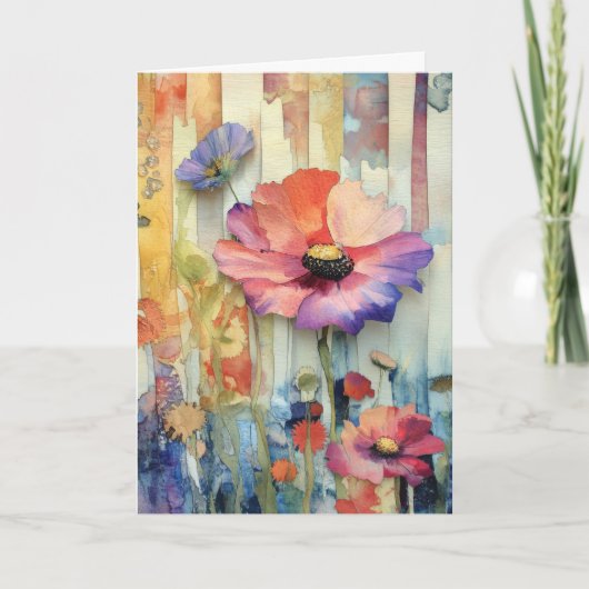 Hallo Whimsical Quirky Poppy Type Bloemen Kaart (Voorkant)