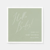 Hallo Whimsical Sage Green Baby shower Napkins Servet (Voorkant)