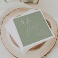 Hallo Whimsical Sage Green Baby shower Napkins