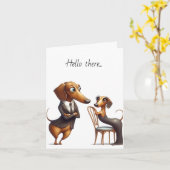 Hallo Wiener Dog Wenskaart Kaart (Gele Bloem)