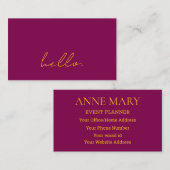 Hallo Wijn Roze Oranje Script Typografie Modern Visitekaartje (Voorkant / Achterkant)