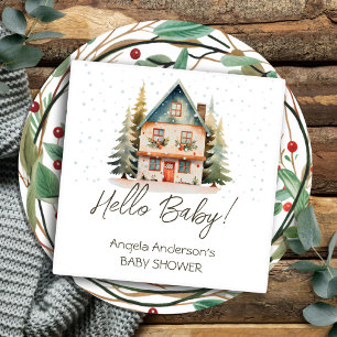 Hallo Winter Baby Christmas Cottage Baby shower Servet