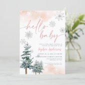 Hallo Winter Baby, Meisje Baby shower Kaart (Staand voorkant)
