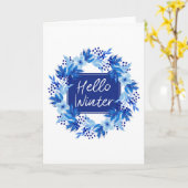 Hallo Winter Blue Flower Wenskaart Kaart (Gele Bloem)