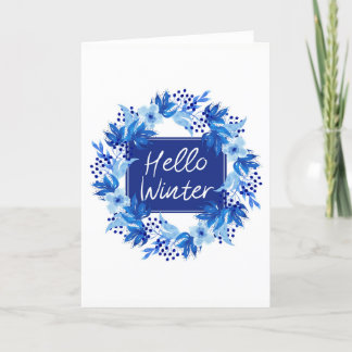 Hallo Winter Blue Flower Wenskaart Kaart