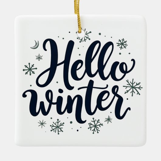 Hallo Winter Christmas Snowflake Winterseizoen Keramisch Ornament (Voorkant)