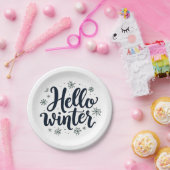 Hallo Winter Christmas Snowflake Winterseizoen Papieren Bordje (Feest)