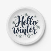 Hallo Winter Christmas Snowflake Winterseizoen Papieren Bordje (Voorkant)