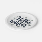 Hallo Winter Christmas Snowflake Winterseizoen Papieren Bordje (Gekanteld)