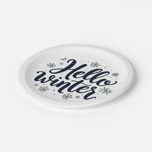 Hallo Winter Christmas Snowflake Winterseizoen Papieren Bordje (Gekanteld)
