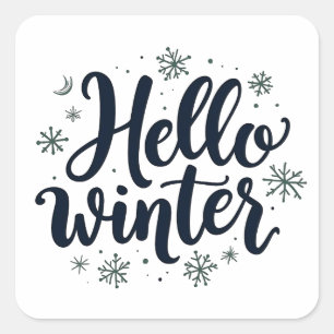 Hallo Winter Christmas Snowflake Winterseizoen Vierkante Sticker