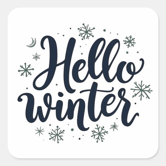 Hallo Winter Christmas Snowflake Winterseizoen Vierkante Sticker (Voorkant)