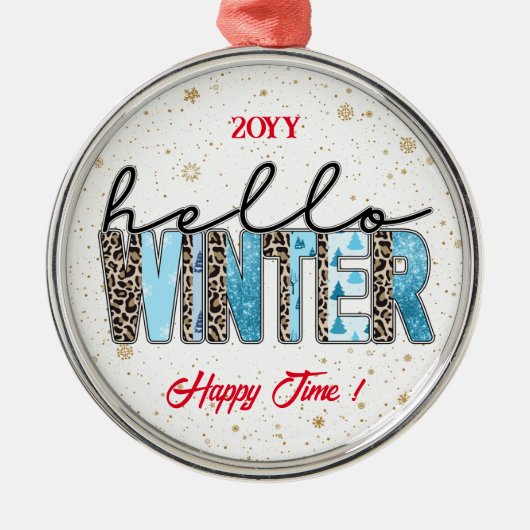 hallo Winter Customize Metalen Ornament (Voorkant)